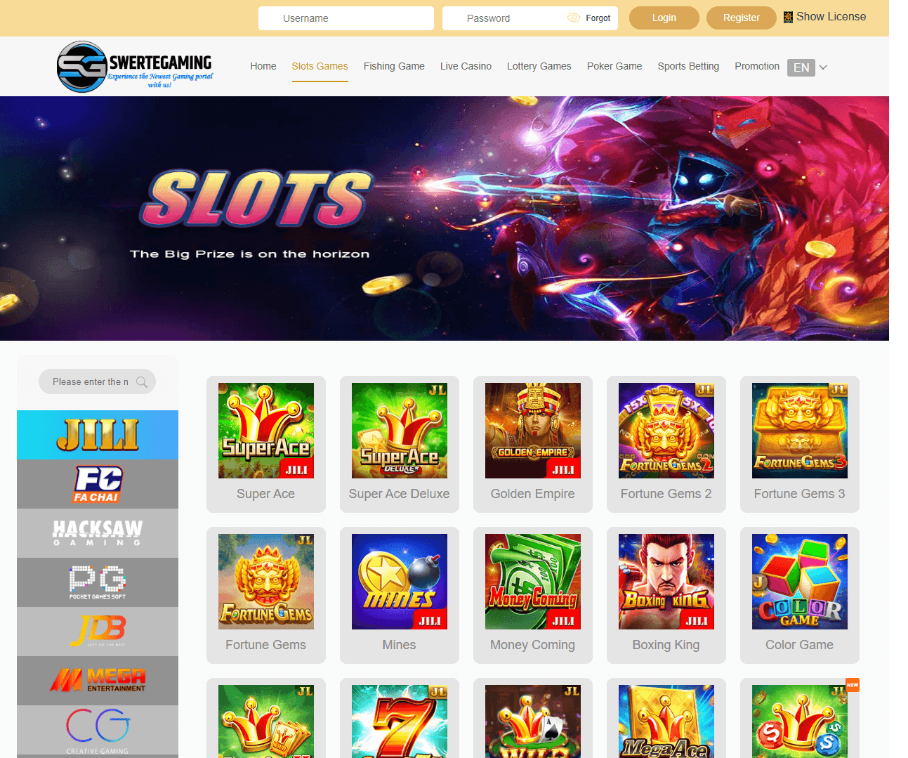 SwerteGaming Casino screenshot